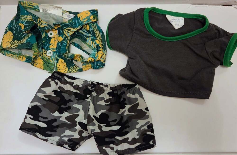 Build-A-Bear Plush Clothes Lot of 3 Pokémon Shirt Grey Tee Unbranded Camo Shorts
